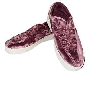 Tretorn Nylite Bold Shoes Women 7.5 Mauve Crushed Velvet Platform Lace Up Casual